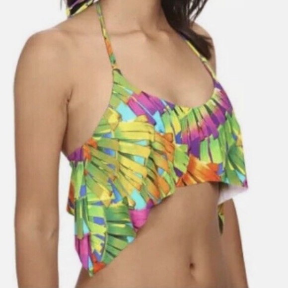 Trina Turk // Polynesian Palms Flutter Top & Hipster Bottom Bikini, Size… - Picture 2 of 8